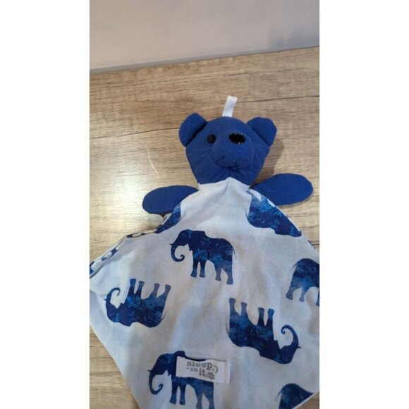 Sleep on It Blue Bear Elephants Security Blanket/Lovey 7" - Picture 5 of 7